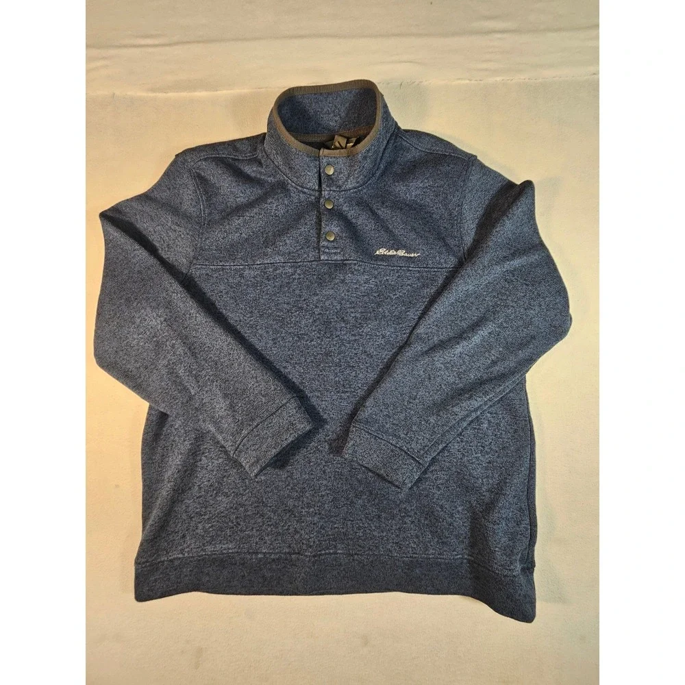 Eddie Bauer Radiator Fleece‎ Snap Mock Pullover Mens XXL Blue Heather 1326578